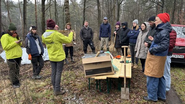 Das Evergreen-Team beim Freiwilligentag im Wald